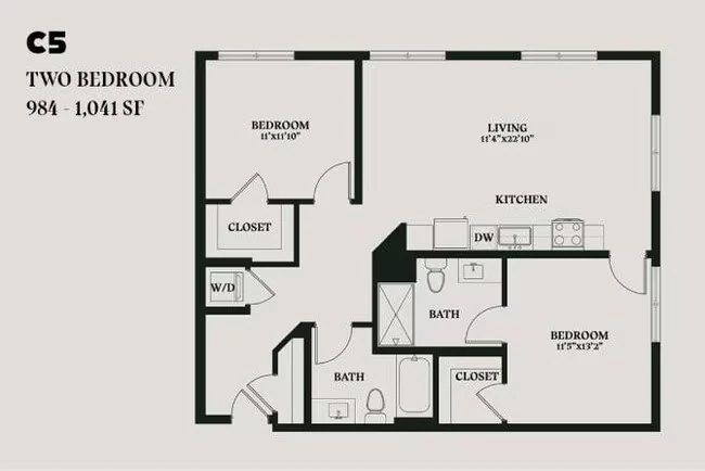 Alba Two Bedroom C5 370 floor plan